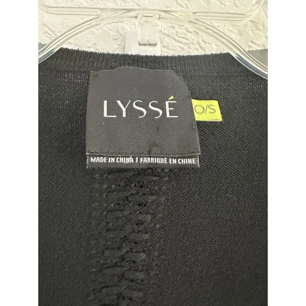 Lysse Sweater Poncho OS Black 5% Merino Wool Loose Tight‎ Knit Open Lagenlook